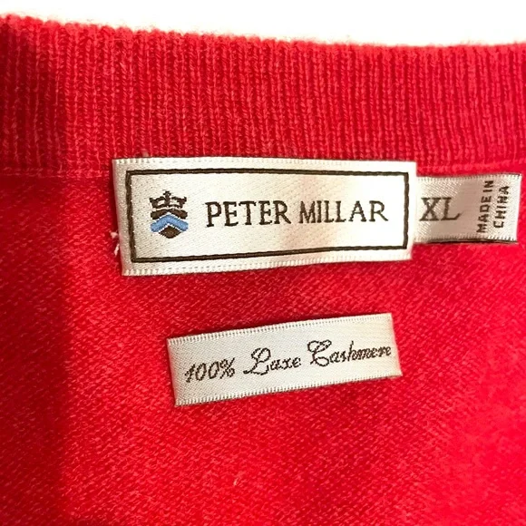 PETER MILLER Men’s V Neck Luxe Cashmere XL Sweater Raspberry - Picture 3 of 7
